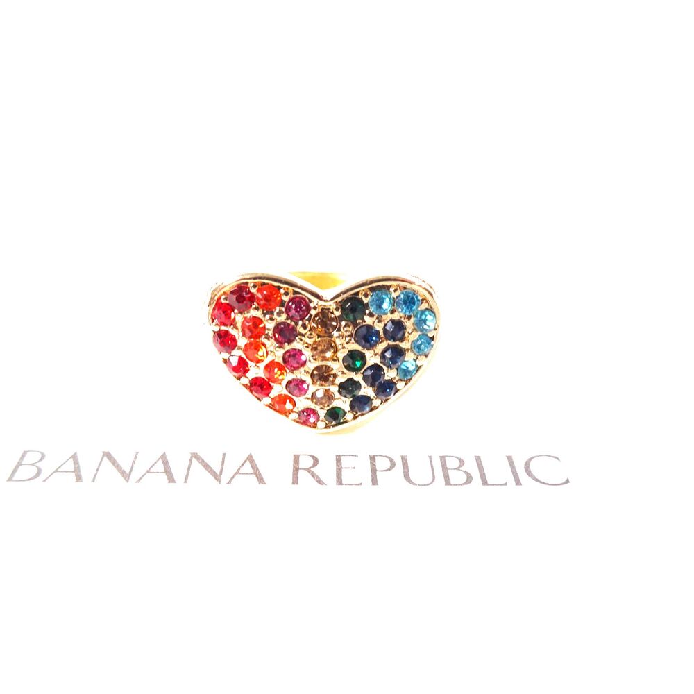 Banana Republic Women's Rainbow Gemstone Heart Ring Sz 6 NWT 50